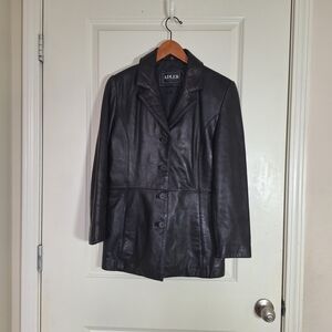 Alder Collection Women's Large Black Genuine Leather Button Jacket Size S